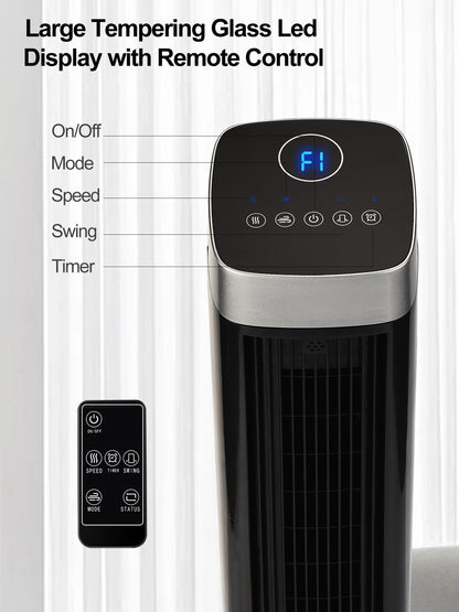 Uthfy Tower Fan for Bedroom, 41" Quiet Bladeless Floor Fan,90° Oscillating Standing Fan with 24H Timer, Remote Control, 3 Speeds, 3 Modes, Fans that Blow Cold Air for Room, Home, Office