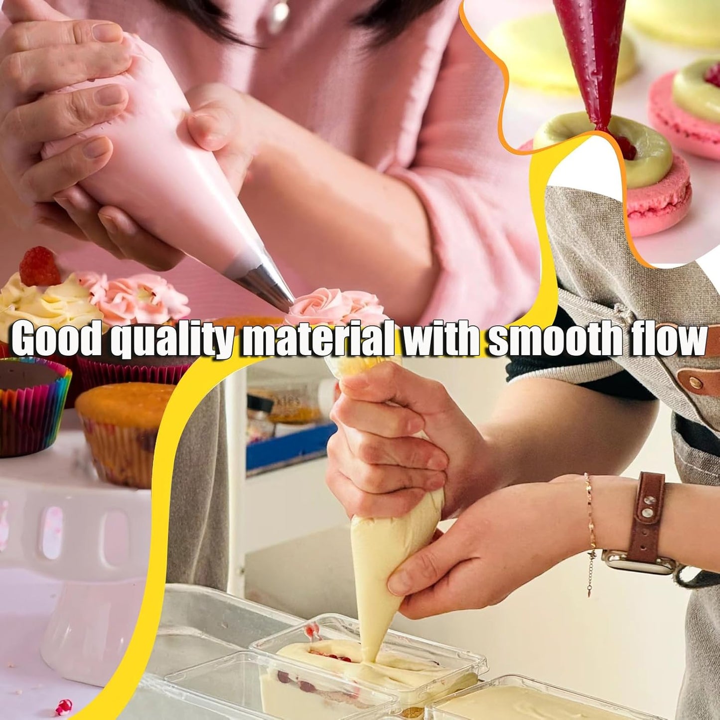 Tipless Piping Bags - 18 Inch for Royal Icing | 26 Inch Large, Thickened & Non-Slip Disposable