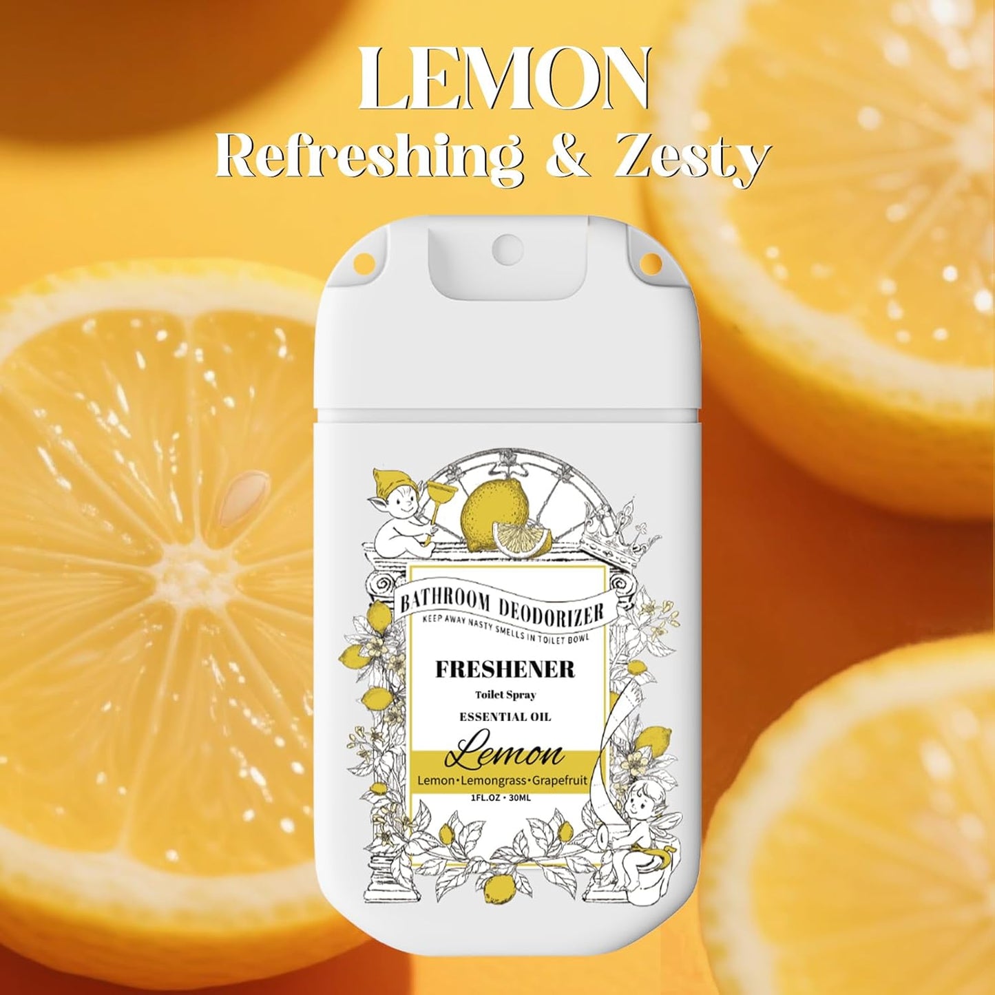 Skiennix Travel Size Toilet Spray - Air Freshener Bathroom Deodorizer | Lemon Lavender Eucalyptus Scent