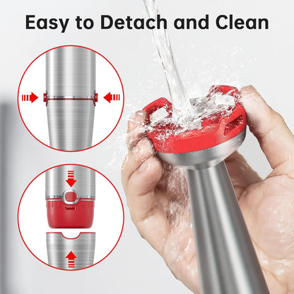 Skiennix Immersion Blender - 1100W Handheld Stick Blender Set with Variable Speed, Chopper, Whisk & Frother - Christmas Red