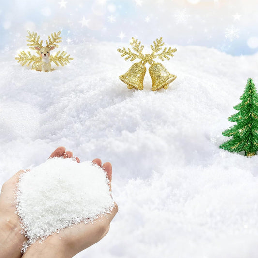 TURNMEON Fake Artificial Snow Powder - 35 Ounces of Sparkling Dry Plastic Snowflakes for Christmas Decor