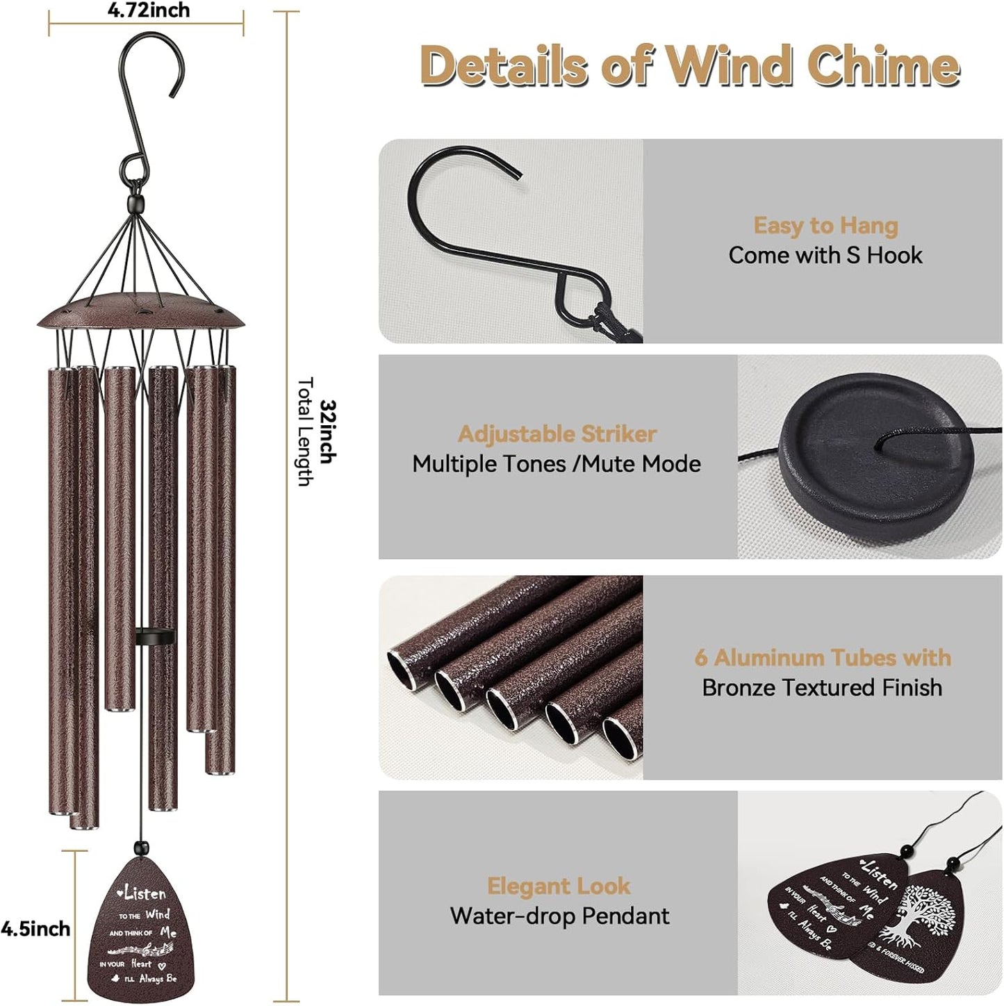 Memorial Wind Chimes by Prime | Heartfelt Sympathy Gift for Loss of Loved One - Perfect for Garden & Patio