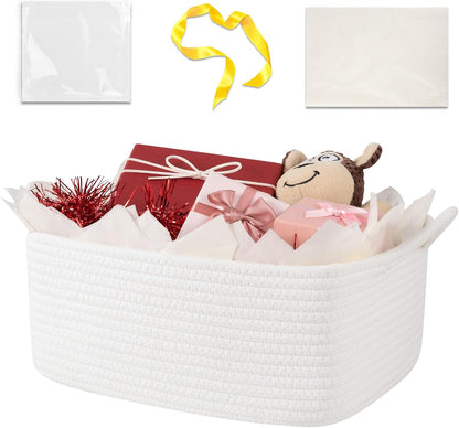 OIASKET Woven Storage Basket - Perfect Gift Organizer with Handles | Includes Gift Bag & Tissue Paper, 13.6" x 10" x 5.9”
