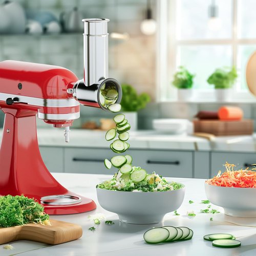 KitchenAid Stainless Steel Slicer Shredder Attachment - Versatile Cheese Grater & Salad Maker with 4 Blades