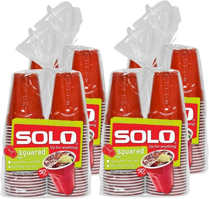 SOLO Cup Company Red Squared Plastic Party Cups - 18 Ounce, 200 Count Pack of 4