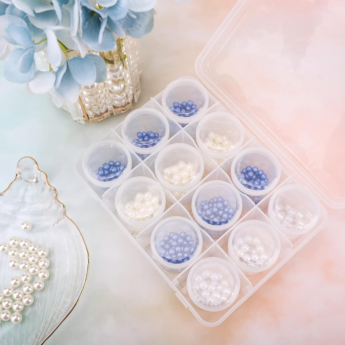 Segbeauty Gem Organizer Box - Clear Bead Container with 12 Secure Compartments | Ideal for Jewelry & Nail Art