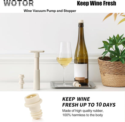 WOTOR Wine Stoppers Vacuum, Silicone Wine Saver & Preserver, Reusable Bottle Sealer, Keep Fresh (Cream, 12 Pieces)