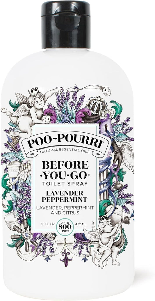 Poo-Pourri Before-You-Go Toilet Spray Refill - Lavender Peppermint | 16 Fl Oz, Up to 800 Uses, Essential Oil Deodorizer