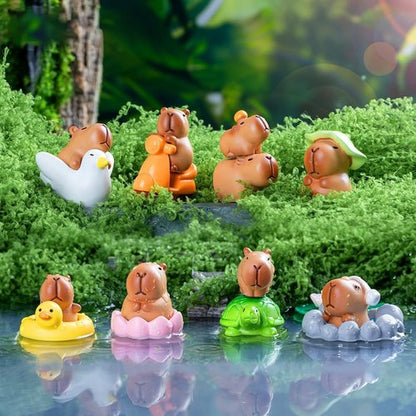 Exasinine Mini Capybara Figurines - 27pcs Resin Cake Toppers for DIY Fairy Garden & Home Decor