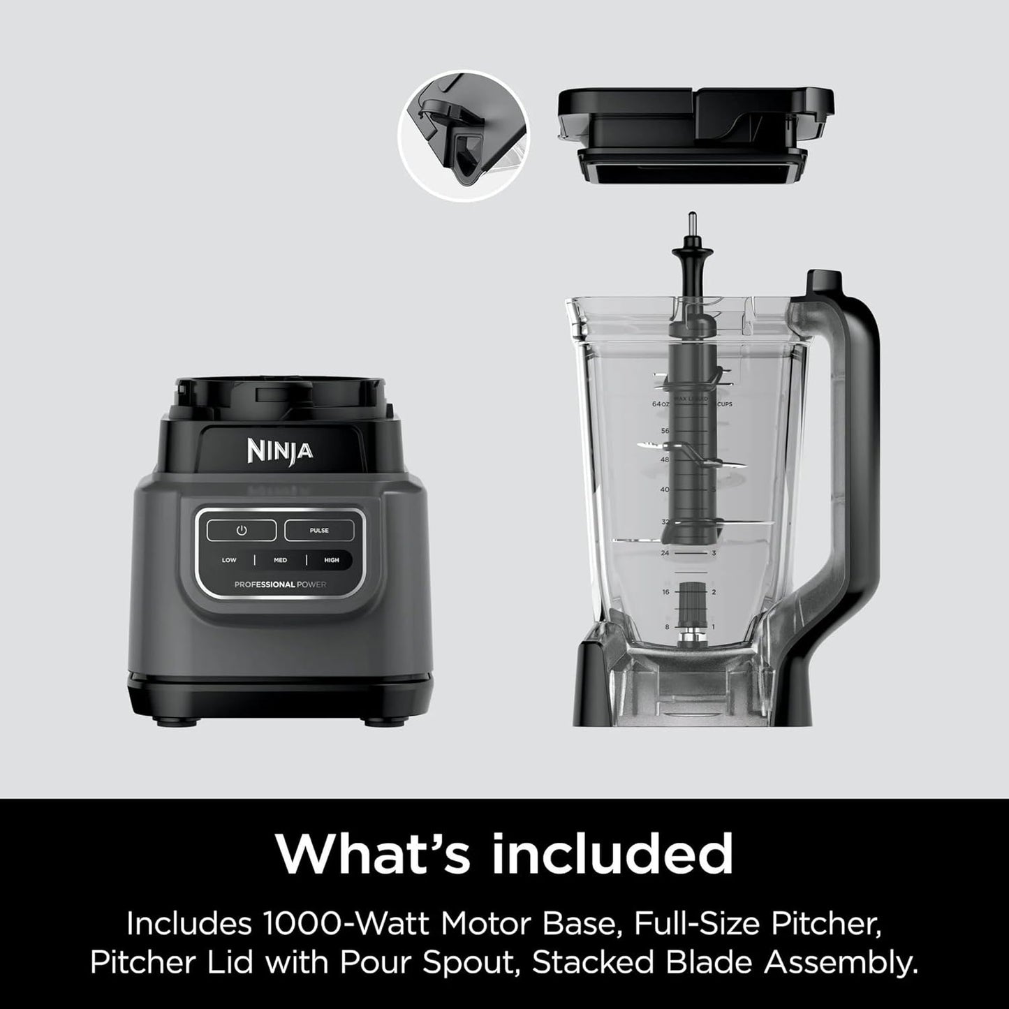 Ninja Professional Blender - 72 Oz Capacity with 1000-Watt Power & Total Crushing Technology - Black