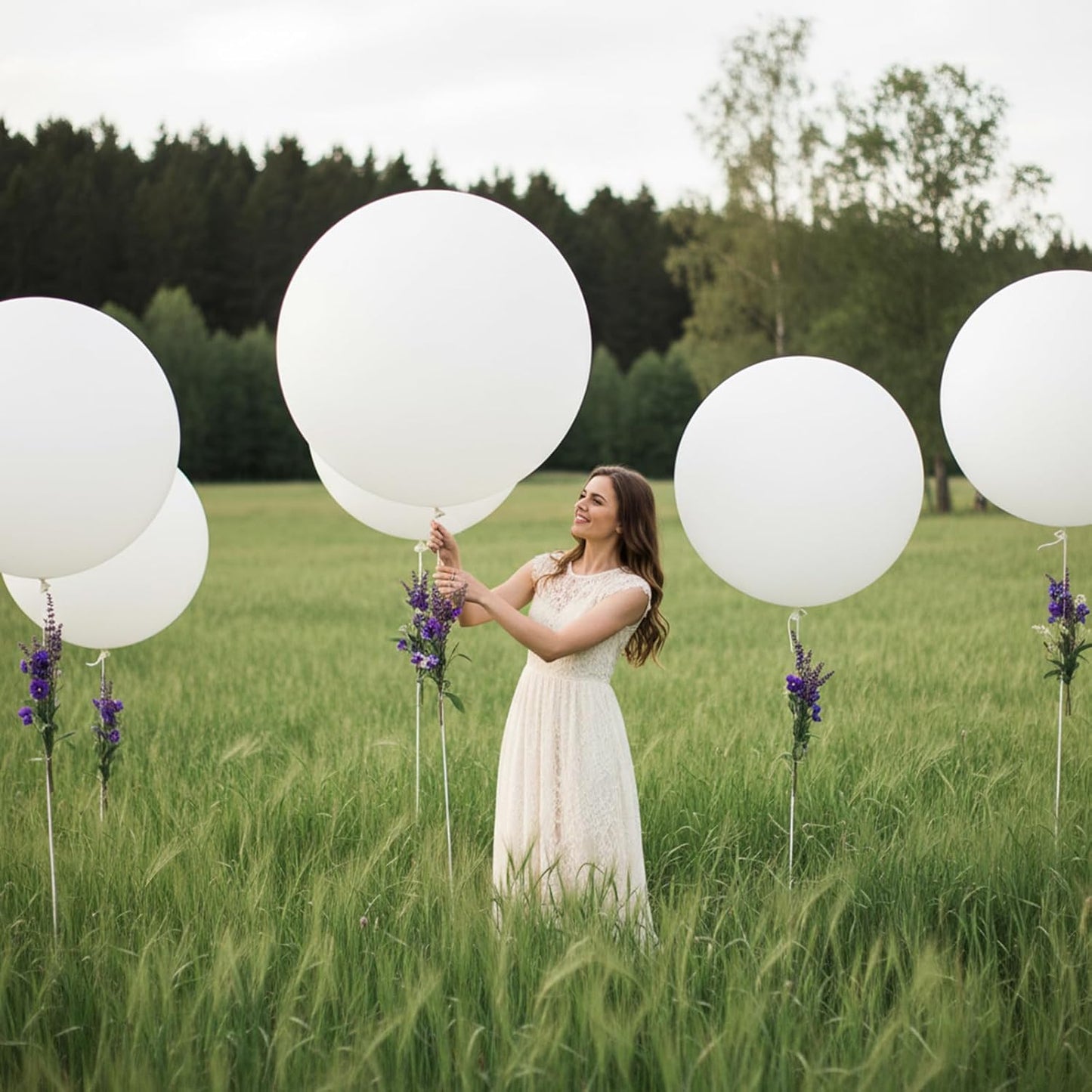 RUBFAC 36 Inch White Giant Latex Balloons - Perfect for Weddings, Birthdays & Photo Shoots