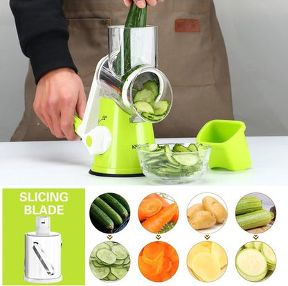 Cambom Rotary Cheese Grater - Hand Crank Shredder for Fresh Cheese & Vegetables | Non-Slip Base, Green