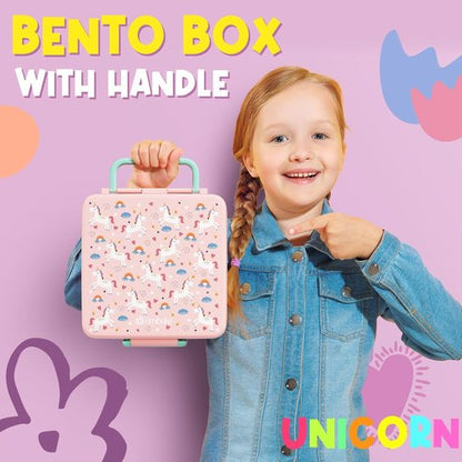 Fimibuke Bento Lunch Box - Leak Proof Toddler Container with 4 Compartments | BPA Free, Dishwasher Safe, Ideal for Ages 3-12