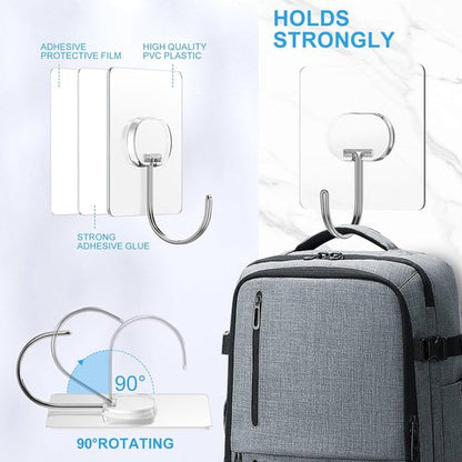 JINSHUNFA Heavy Duty Adhesive Wall Hooks - 13LB Capacity, No Drill, Waterproof, 12 Pack for Bathroom & Kitchen