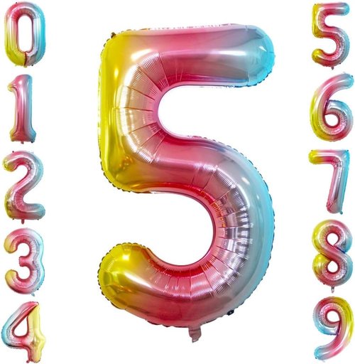 GOER Gold Foil Number 5 Balloons - Huge 42" & 32" Birthday Party Decorations (3 Pcs)