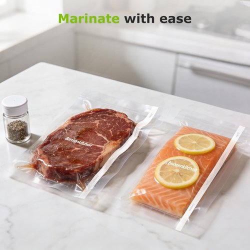 Bonsenkitchen Vacuum Sealer Bags Rolls - 11” x 150’ | BPA-Free, Easy Cut & Seal for Meal Prep & Sous Vide Cooking