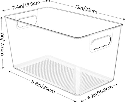 YIHONG Clear Pantry Organizer Bins - 10 Pack Plastic Storage Containers with Handles for Kitchen & Bathroom