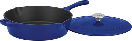 Cuisinart 12-Inch Cast Iron Chicken Fryer - 4.5 Quart Capacity, Oven Safe, Induction Compatible, Cobalt