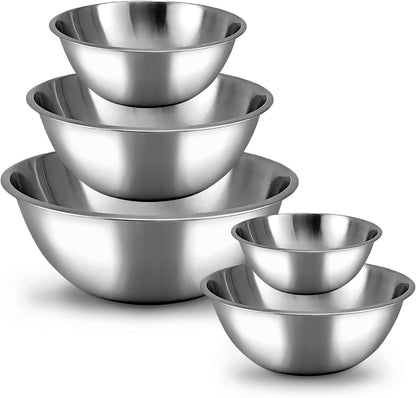 WHYSKO Stainless Steel Mixing Bowl Set - 5-Piece Eco-Friendly Food Storage Organizers | Heavy Duty for Home & Kitchen