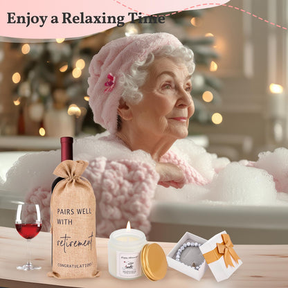 Retirement Gift for Women 2025, Happy Retirement Gift, Retirement Gift for Coworker, Friends, Mom, Grandma, Staff, Tumblers, Candle, Towel, Card, Tote Bag Set, Best Retirement Gifts for Woman