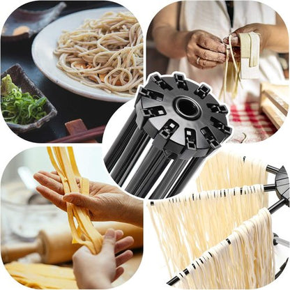 Cambom Pasta Drying Rack - Foldable Plastic Spaghetti Noodle Dryer with 10 Bar Handles | Black
