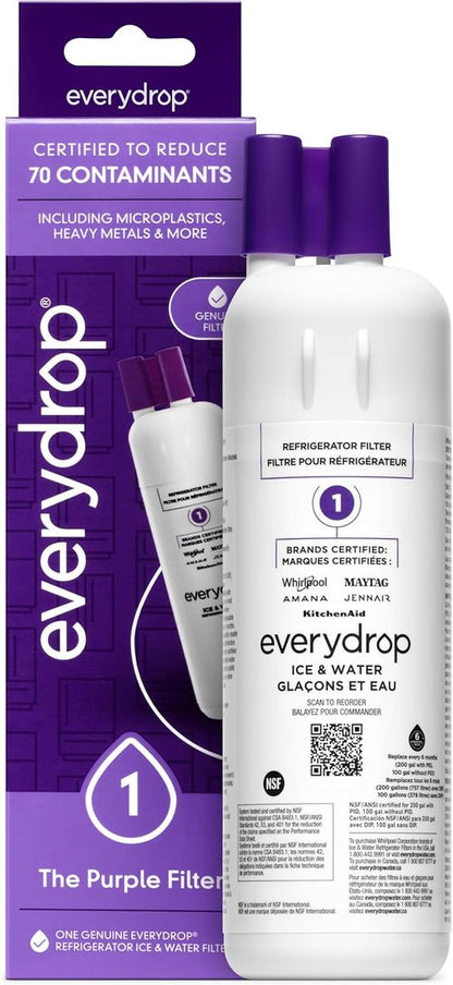 Everydrop by Whirlpool Ice & Water Refrigerator Filter 1 - EDR1RXD1 | Single-Pack Replacement Filter