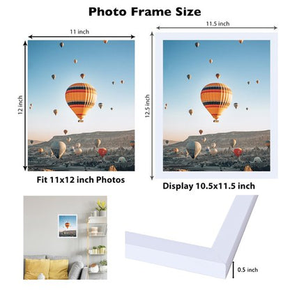 JCJMY 11x12 Picture Frame White for Wall Hanging or Tabletop, Wall Mounting Horizontally or Vertically, 11 x 12 Wall Gallery Poster Photo Frame with Shatter Resistant Plexiglass, White