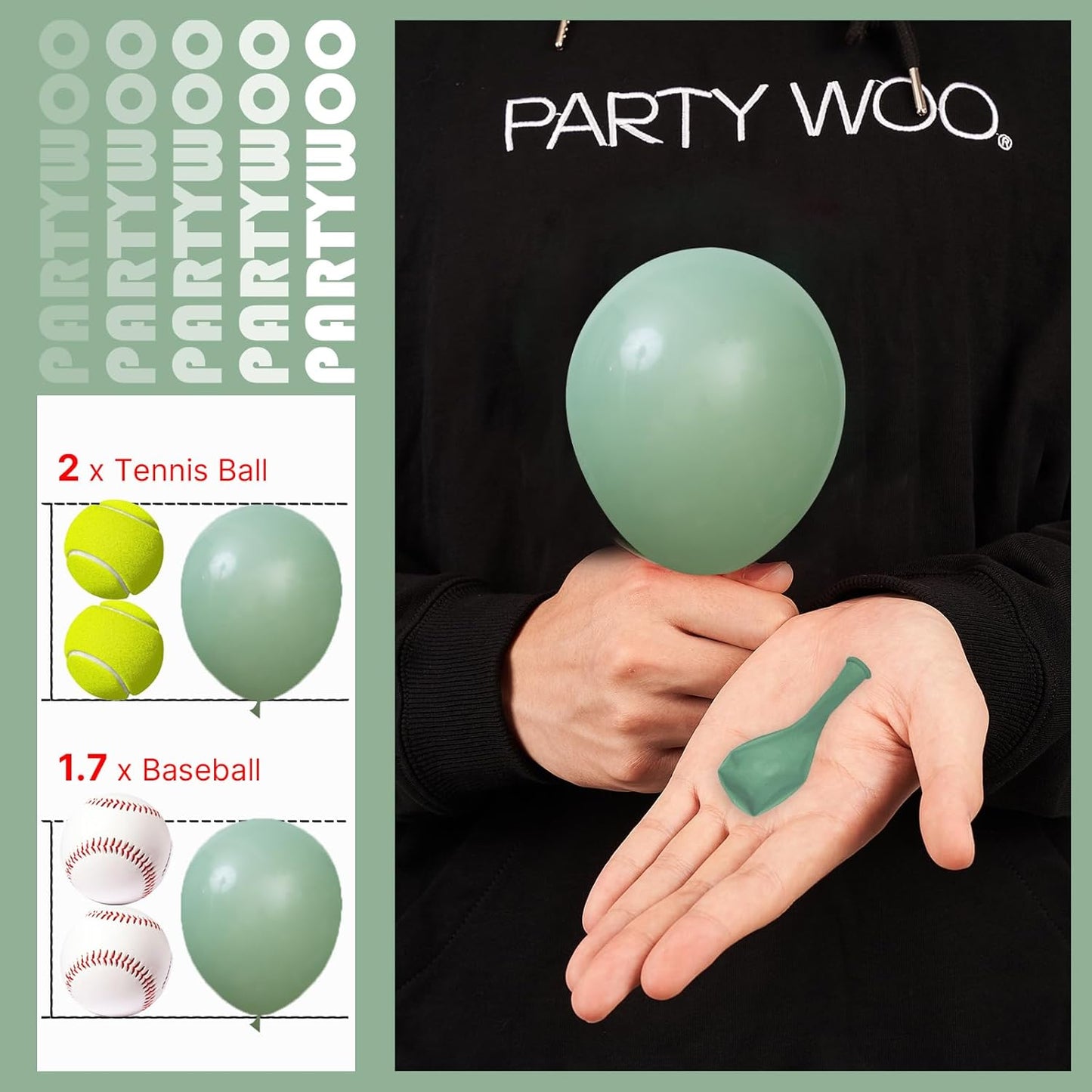 PartyWoo Dusty Green Balloons - 50 Pcs 5-Inch Mini Matte Sage Olive Latex for Weddings & Events