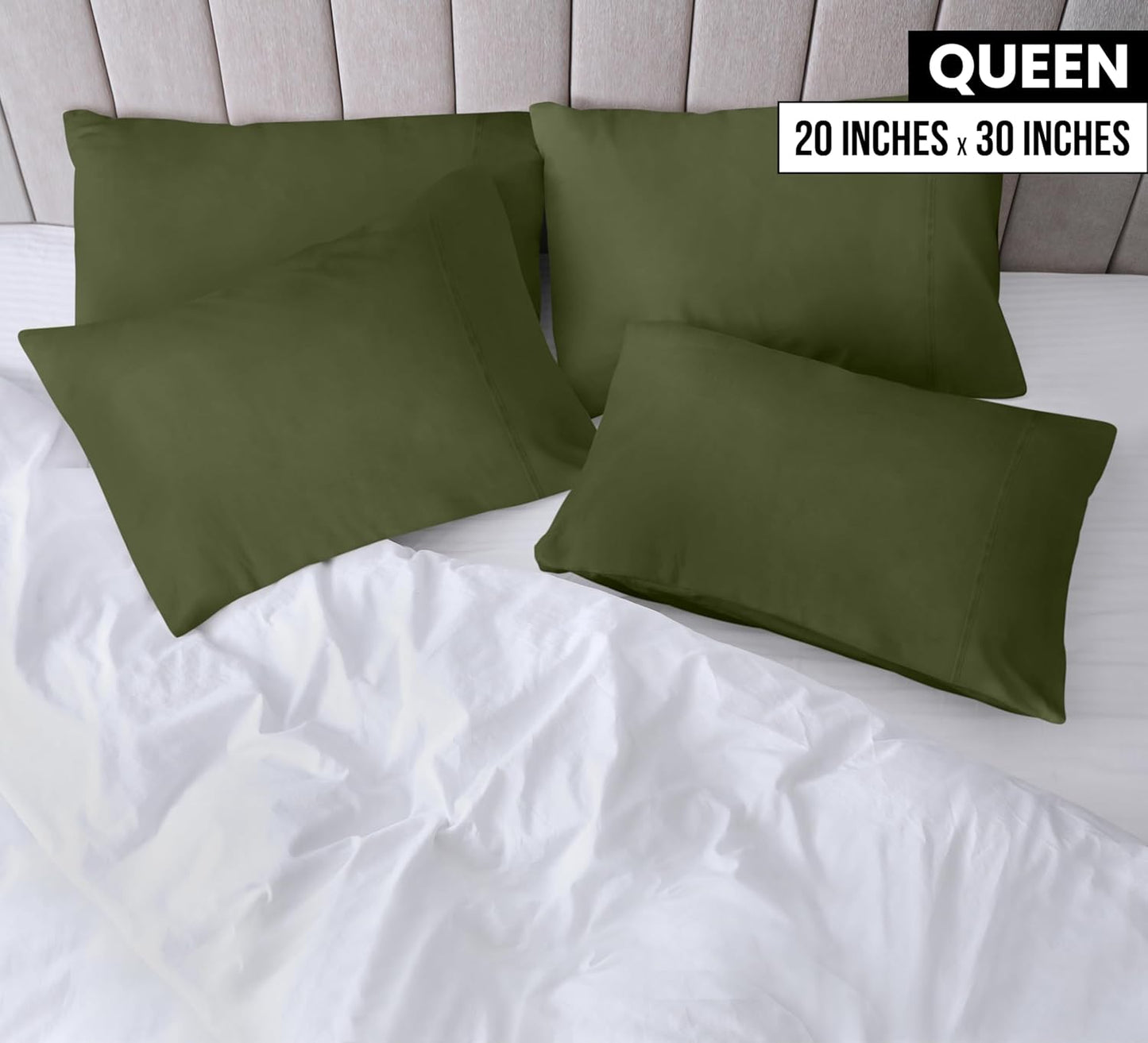 Utopia Bedding Queen Pillow Cases - Soft Brushed Microfiber - 4 Pack, Olive | 20 x 30 Inches