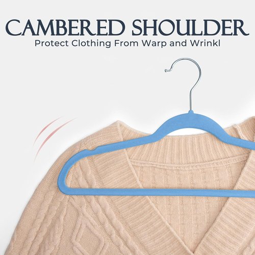 HOUSE DAY Velvet Hangers - Tranquil Blue Non-Slip Heavy Duty 60 Pack | Slim Space-Saving Design with 360° Rotating Hook