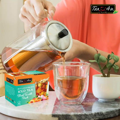 Tea4U Peach Iced TeaBags - Ideal Quality Cold and Hot Brew from Sri Lanka's Finest Leaves and Expertly Blended - Each Tea Bag Produces Half-Gallon Iced Tea - Convenient Packaging - 10 Count