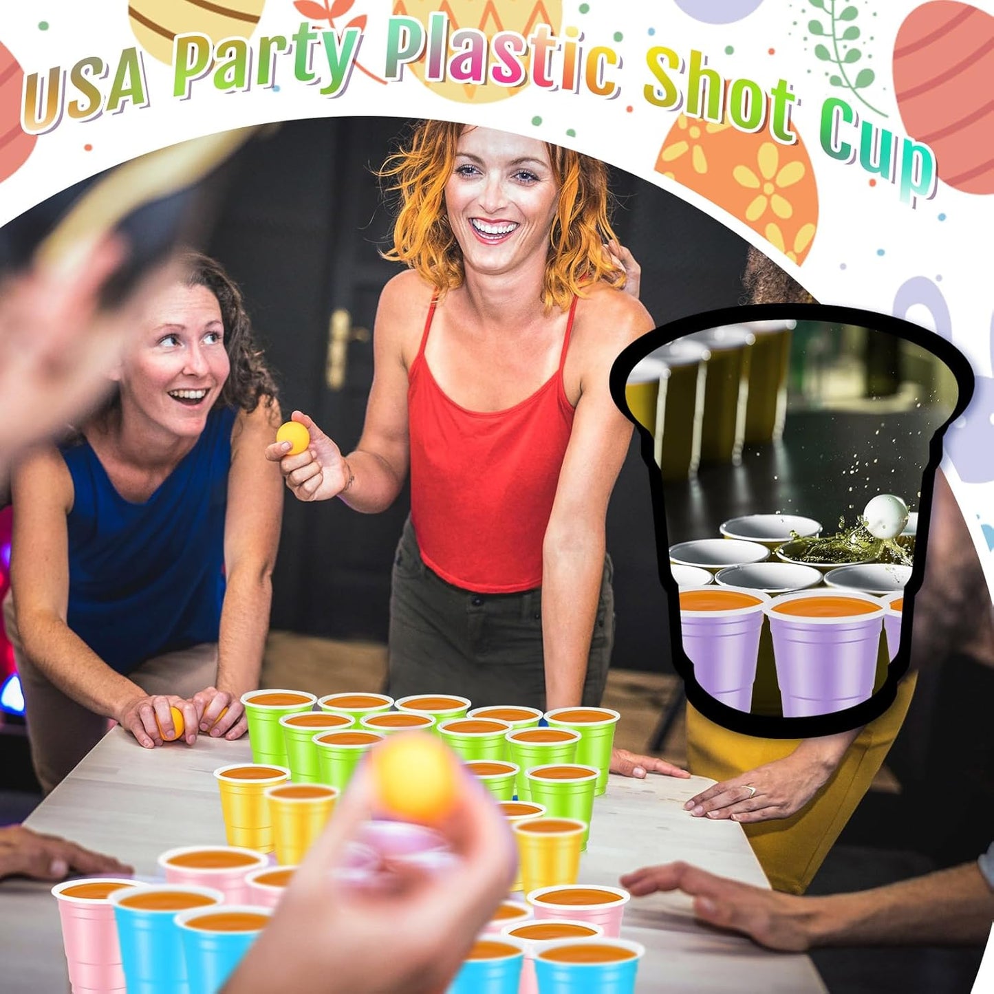 Roshtia 100 Pack 2 Oz Plastic Shot Cups - Mini Disposable Party Glasses for Weddings & Events | Multicolor