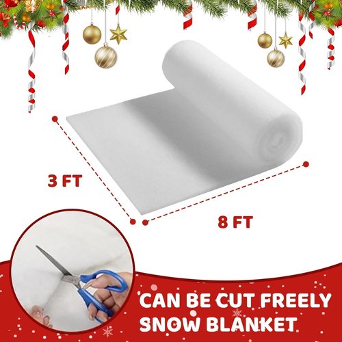 Christmas Snow Blanket - 3 x 8 Ft Fake Snow Blanket for Holiday Decor & DIY Crafts