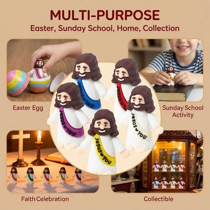 Little Jesus Figures - 30 Pack Mini Jesus Figurines in 5 Colors for Easter Party Favors | Ideal for Sunday School & Church Celebrations