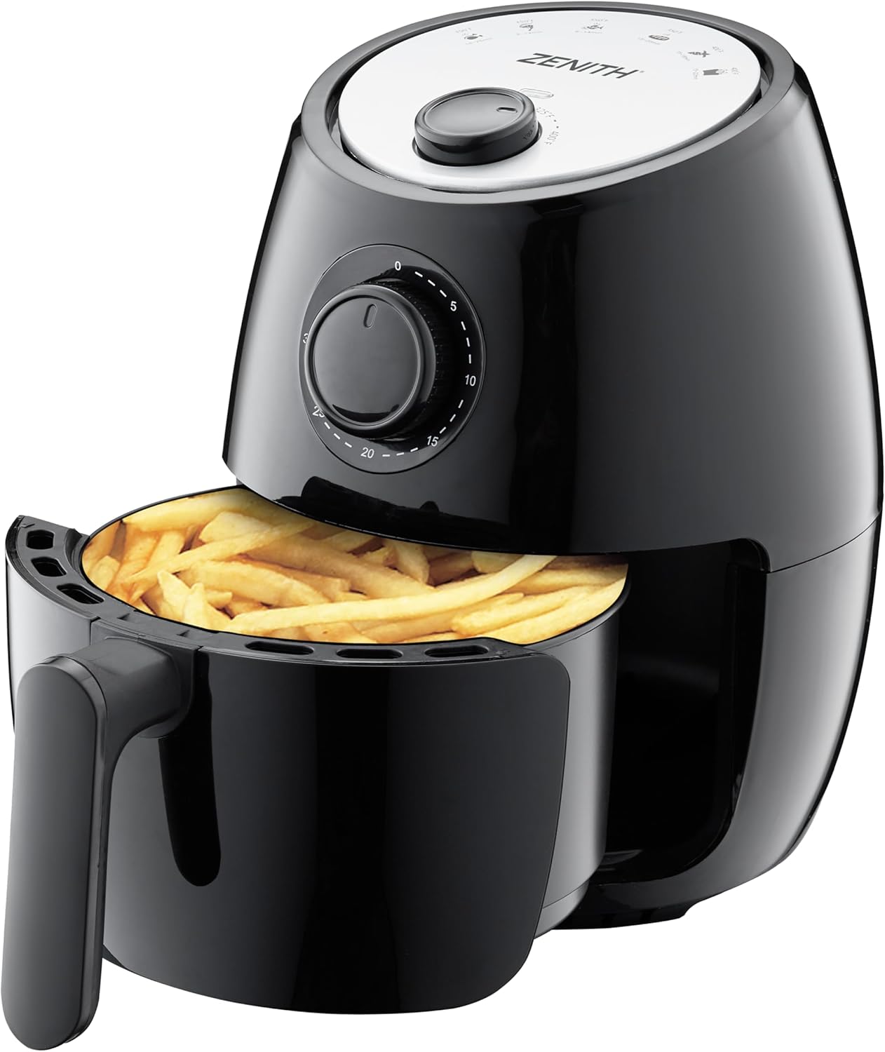 Zenith AirMax Compact Air Fryer - Healthy Cooking with Adjustable Temperature Control, 2.1 Qt, Black
