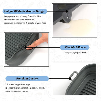 Silicone Air Fryer Liners - Reusable Collapsible Basket for Easy Cleaning | Fits 5.8 to 8 Qt Ovens, 8.5 Inch