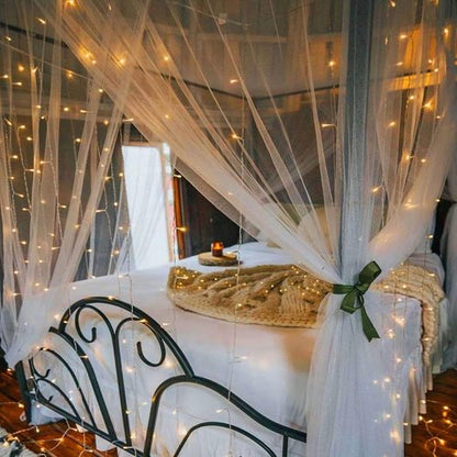 Echosari 300 LED Curtain Lights - Battery Operated Fairy Lights with Remote Timer | 9.8ft x 9.8ft Warm White for Bedroom, Patio, Wedding Décor