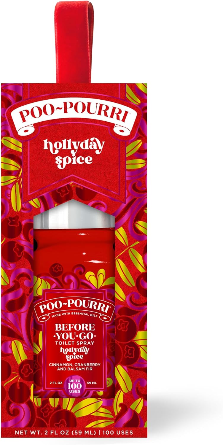 Poo-Pourri Before-You-Go Toilet Spray - Hollyday Spice, 2 Fl Oz | Cranberry, Cinnamon & Balsam Fir