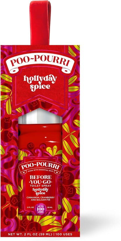 Poo-Pourri Before-You-Go Toilet Spray - Hollyday Spice, 2 Fl Oz | Cranberry, Cinnamon & Balsam Fir