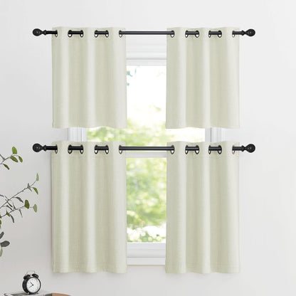 NICETOWN Blackout Tiers - 24 Inch Grommet Half Window Curtains | Light Blocking Valances for Kitchen & Bathroom, 2 Panels