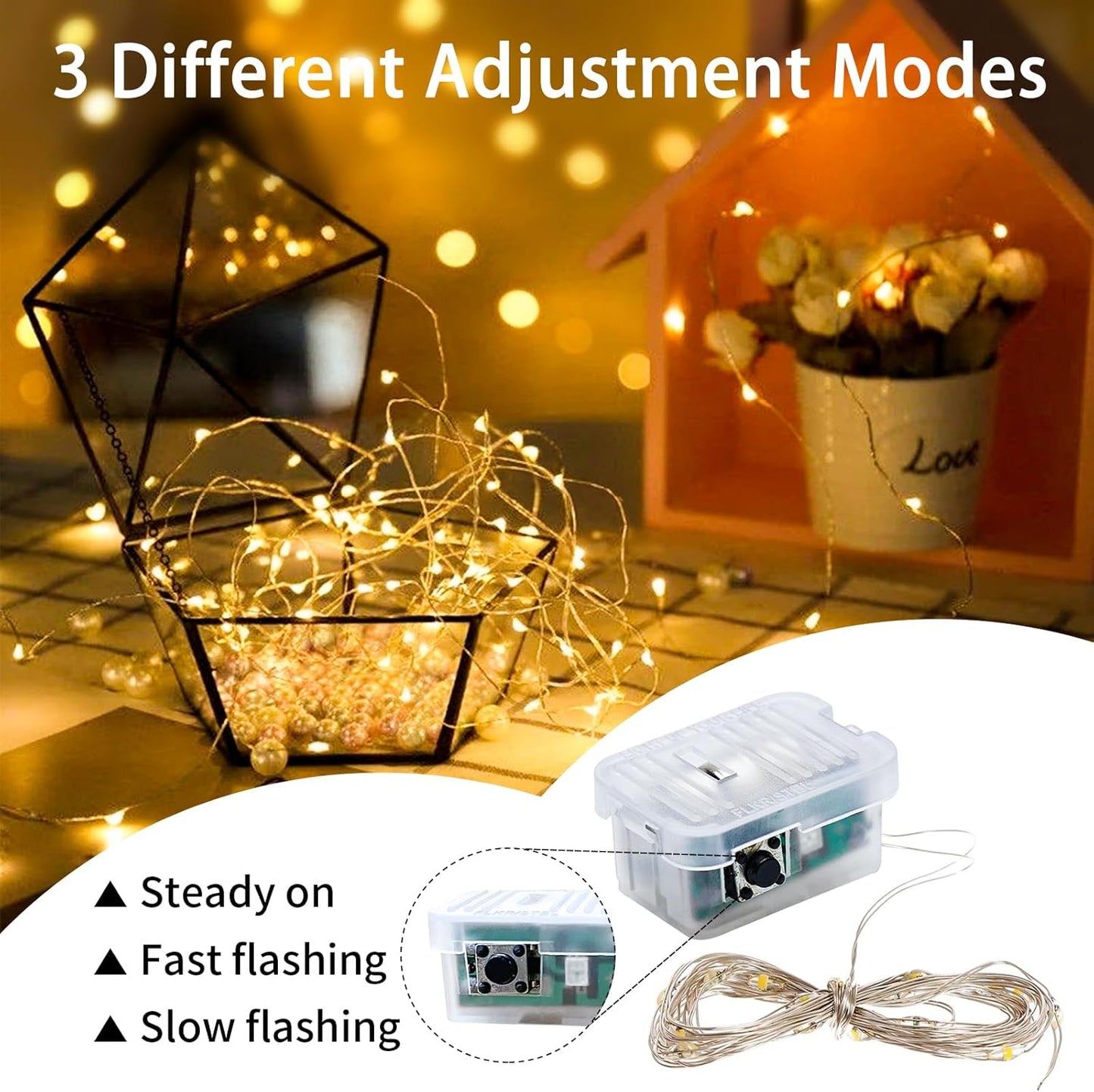 Skiennix 100 Pack Fairy Lights - 7Ft 20 LED Twinkle String Lights | Battery Operated & Waterproof for Weddings, Parties, & Home Decor - Warm White