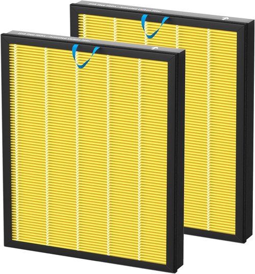 LEVOIT Vital 100S Replacement Filter - H13 True HEPA & Activated Carbon, 2 Pack | Yellow
