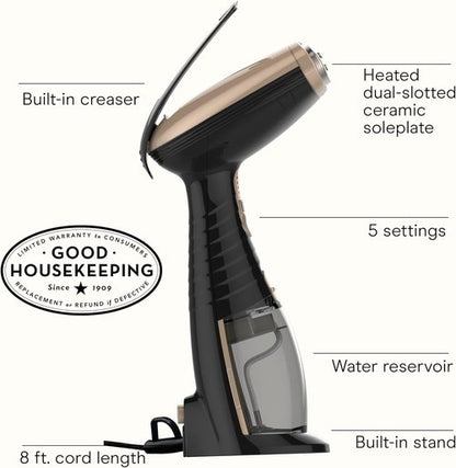 Conair Turbo ExtremeSteam 1875W Handheld Garment Steamer - Portable Design for Strong Penetrating Steam | Black