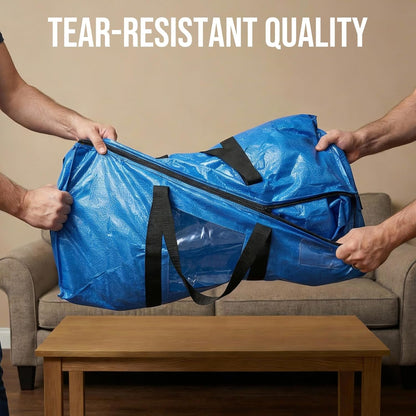 TAILI Extra Large Moving Bags - 4 Pack Heavy Duty Blue Totes with Visible Window & Wrap Around Handles
