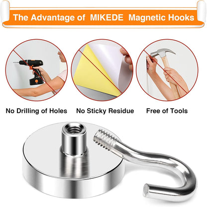 MIKEDE Magnetic Hooks - 85 Lbs Heavy Duty Earth Magnets for Strong Hanging | 10 Pcs for Home & Classroom
