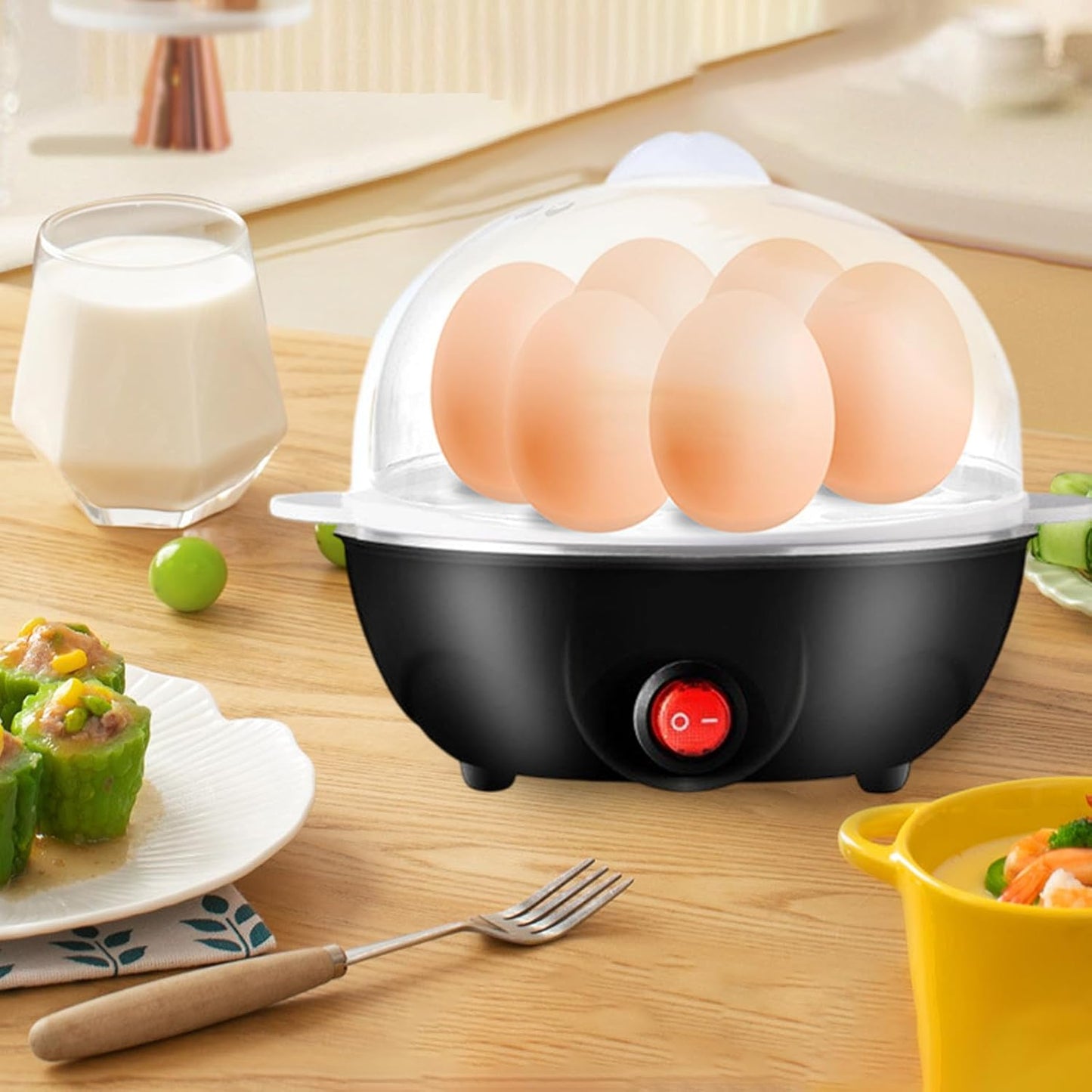 Skiennix Egg Cooker - Automatic Egg Boiler for Easy-To-Peel Hard, Medium & Soft Boiled Eggs | 7 Egg Capacity