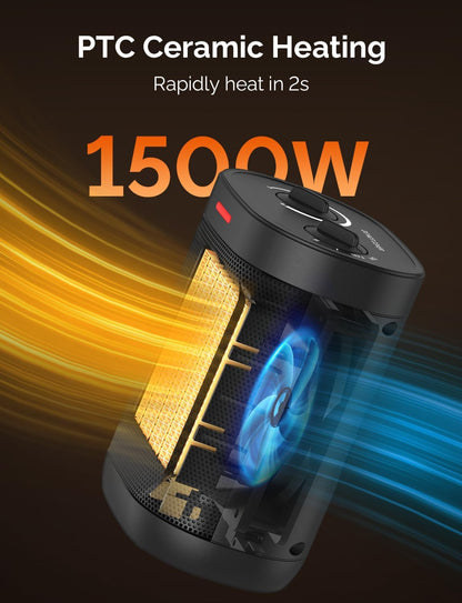 Skiennix 1500W Portable PTC Ceramic Space Heater - Indoor Use with Thermostat & Safety Features