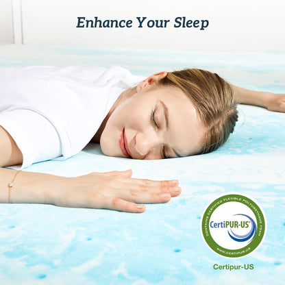 Sweetcrispy Mattress Topper - Cooling Gel Infused Memory Foam | 2 Inch Thick Twin Size Bed Pad, Blue