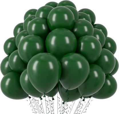Voircoloria 12-Inch Dark Green Latex Balloons - 110 Pack for Birthdays, Graduations & Celebrations