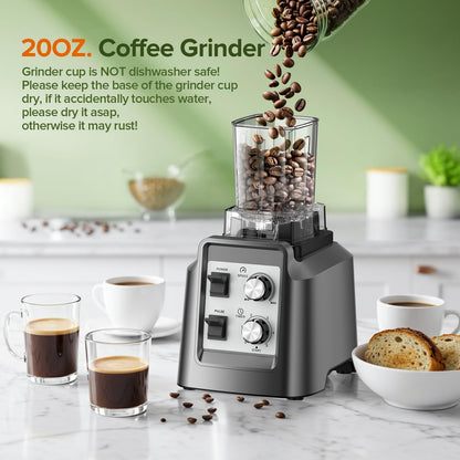 Skiennix Blender - 68Oz Pitcher & 20Oz Grinder - 28000 RPM Smoothie Maker for Ice & Frozen Fruits